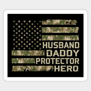 Husband Daddy Protector Hero Fathers Day Camo USA Flag Vintage Magnet